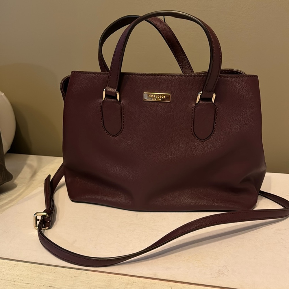 Kate Spade plum medium satchel with detachable adjustable shoulder strap
